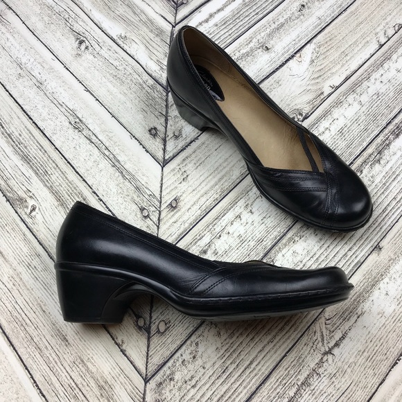 clarks sugar sky black leather shoes